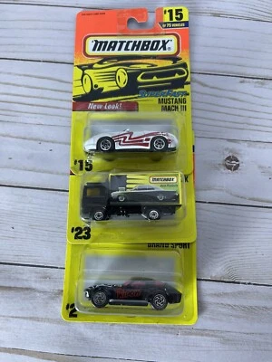 Matchbox Diecast Cars Lot Of 3 Volvo Container Truck, Mustang,Corvette 1:64 1996 - Image 1 of 4