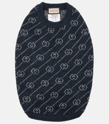 Nuevo Auténtico Gucci GG Logo Perro Lana Suéter Chaleco Azul Talla L Foto 1 de 4
