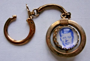 Vintage JFK John Kennedy Round 1-3/16" Fob Gold Tone KeyChain Ask Not Speech - Picture 1 of 5