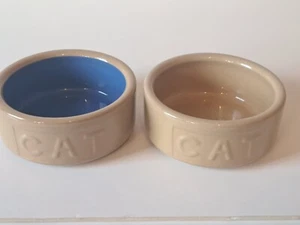 PAIR OF MASON CASH STONEWARE CAT BOWLS. VERY GOOD USED CONDITION - Picture 1 of 7