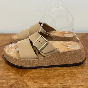 Papillio by BIRKENSTOCK Almina Sandal Womens 5N Beige Nubuck Double Strap Buckle - Picture 1 of 13