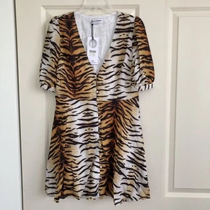 Charlie Holiday Avoca Damen-Minikleid V-Ausschnitt Tiermotiv neu mit Etikett Größe 8 - Bild 1 von 8