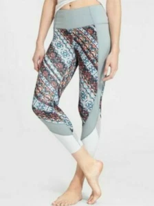 Athleta Nomad Salutation Capri-Leggings grau Blumen Größe Large - Bild 1 von 4