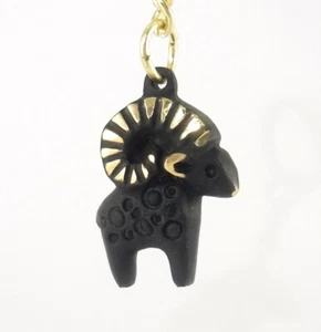 Walter BOSSE Vienna Key Ring ZODIAC ARIES Ram Keychain Patinated Brass Bronze - Picture 1 of 10