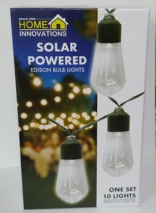 Solar String Lights 12 ft Outdoor Waterproof Patio Lights 10 LED Edison Bulbs - Picture 1 of 5