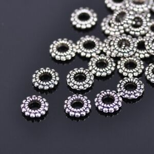 50 pièces perles d'espacement en métal lâche en argent tibétain 8 mm pour la fabrication de bijoux