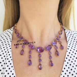 Natural Amethyst Necklace Jewelry 925 Sterling Silver Anniversary Gift Jewelry - Picture 1 of 1