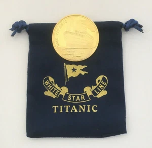 RMS Titanic White Star Line Gold Coin with Pouch Titanic Gifts and Souvenirs - Picture 1 of 9