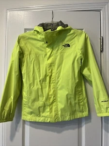 The North Face HyVent Jacket Boys Youth Medium M YellowHooded Full Zip Coat Rain - Picture 1 of 5