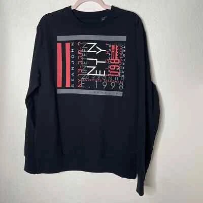 Sean John Mens Long Sleeve Pullover Sweatshirt Size L Black - Image 1 of 4