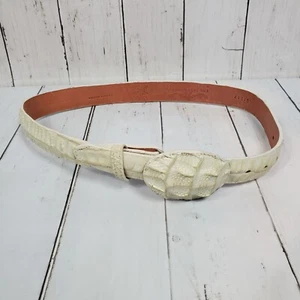 Los Altos Boots Mexican White Leather Belt Crocodile Alligator Small Size 26 NEW - Picture 1 of 13