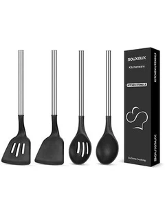 4 Pcs Silicone Kitchen Utensils Set, Wok Spatulas-Slotted Turner-Cooking Spoo... - Picture 1 of 7