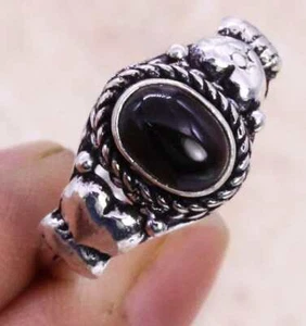 Black Onyx 925 Silver Plated Handmade Ring of US Size 6 - Picture 1 of 3