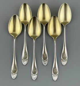 Vanderslice & Co SF Sterling Silver Gilt Bowl Demitasse Spoons Set of 6 c.1870 - Picture 1 of 5