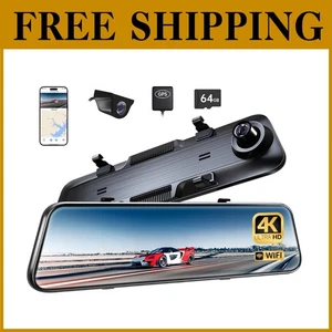 Voice Control Mirror Dash Cam - 4K Car Camera with ADAS, WDR - Picture 1 of 10