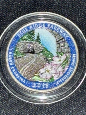 Blue Ridge Parkway 2015p America The Beautiful Colorized Washington Quarter UNC  - Image 1 of 4