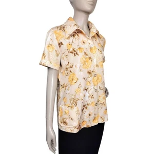 Vintage 70s Floral Button-Front Dagger Collar Sears Smock Top Women's Size M/L - Picture 1 of 7