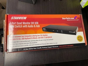 Starview 2 Port Quad Monitor DVI USB KVM Switch w Audio&Hub StarTech SV231QDVIUA - Afbeelding 1 van 20