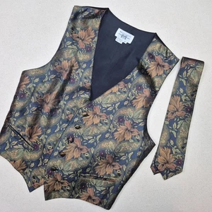 Men's Formal Silk Vest & Matching Tie Museum of Fine Arts Boston 5-Button Sz M - Picture 1 of 8