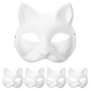 5pcs Therian Mask Masquerade Masks for Paper Blank Mask Blank Cat Masks - Picture 1 of 3