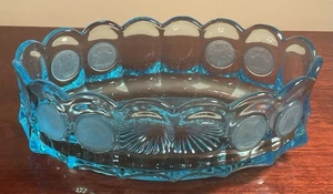 Fostoria Milchglas Münzglas Türkis Blau Oval Servierschale 9" - Bild 1 von 3