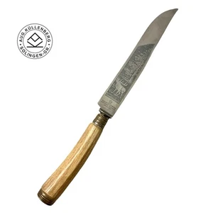 Vintage August Kullenberg Germany rostfreies Tranchiermesser 13" Holzgriff mit Hirsch - Bild 1 von 6