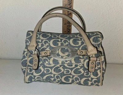 Rare Vintage Guess Y2K shoulder mini bag  baguette Logo Buckle Ostrich Trim - Image 1 of 4