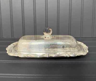 复古 FB Rogers Co 银盘黄油盘带盖 — 第 1/4 张图片