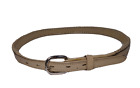Dun Dee Western Taupe Slim Tapered Leather Buckle Belt USA Fits Waist Sz 34-36"