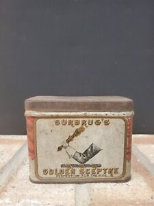Vintage advertising Surbrugs Golden Sceptre pocket tobacco tin-Empty
