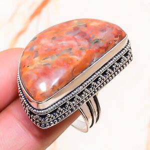 Unakite Gemstone Handmade Gift Jewelry Ring Size 8.5 V359