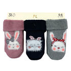 3 PACK | 0~18 MONTHS | FLEECE LINED BABY SOCKS | CUTE FLUFFY CAT/BUNNY FEATURE