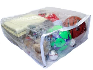 1-Pack Jumbo Heavy Duty Vinyl Zippered Square Storage Bags Clear 23" x 23" x 10" - Picture 1 of 3