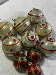 Vintage Mixed Lot of 10 Glass Ball Christmas Ornaments - Picture 1 of 10