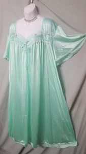 Only Necessities GREEN NIGHTGOWN NYLON Calf Short Sleeve Plus Size 1X 56" BUST - Picture 1 of 4