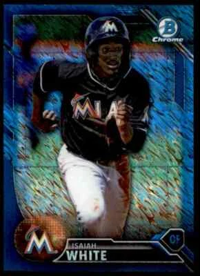2016 Bowman Chrome Blue Shimmer Isaiah White Marlins #BCP203 - Image 1 of 2