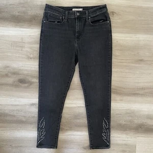 Levis 721 Jeans Womens 32 Black High Rise Skinny Dark Wash Denim Stretch Comfort - Picture 1 of 10