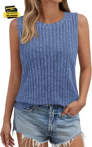 Womens Tank Tops Summer Spring Fashion Sleeveless Tunic Shirts Basic Soft Clothe - Picture 1 of 5
