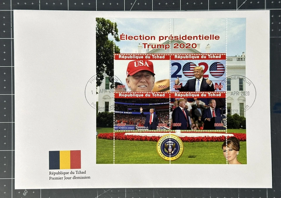 Chad Donald Trump Stamps 2020 CTO US Presidential Elections Presidents 4v M/S - Image 1 of 1