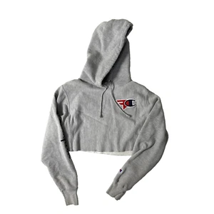 Champion FaZe Clan Womens Small Gray Crop Top Reverse Weave Hoodie Sweatshirt - Picture 1 of 9