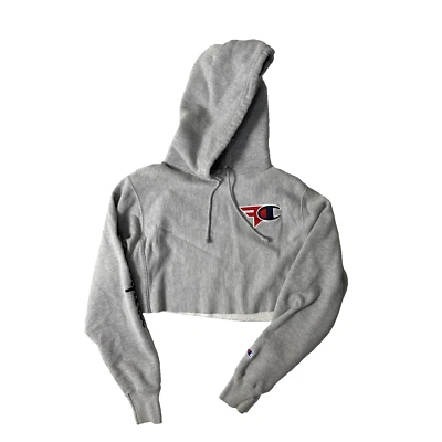 Champion FaZe Clan Womens Small Gray Crop Top Reverse Weave Hoodie Sweatshirt - Image 1 of 4