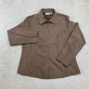 Croft & Barrow Jacket Womens L Brown Full Zip Long Sleeve Collared Mid-Length - Picture 1 of 9