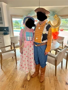 Toy Story Lil Bo Beep (M) and Woody (XL) Couples Adult Costumes - Picture 1 of 7