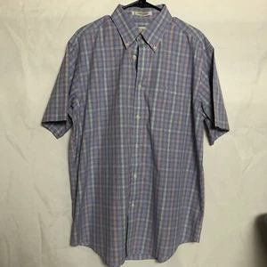 Orvis Signature Collection Mens L Button Down Shirt Polo Plaid Cotton Twill Barn - Picture 1 of 3