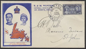 1939 Newfoundland #249 Royal Visit FDC T&M Winter CC On Red Map Cachet - Picture 1 of 2