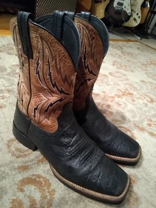 ARIAT ARENA REBOUND BLACK XOTIC LEATHER PRINT COWBOY BOOTS #10021678 MEN'S 12D - Picture 1 of 13