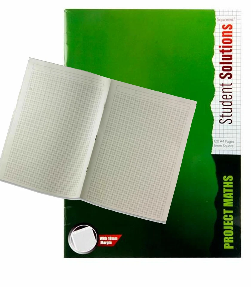 2 X Maths Exercise Book Pad 120 A4 Pages 5mm Square With 18mm Margins
