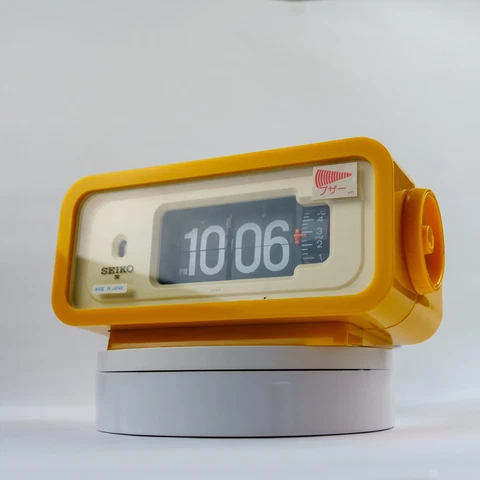 SE|KO Flip Clock Alarm DP-666 Yellow Body Vintage Space age Excellent #919 Cover