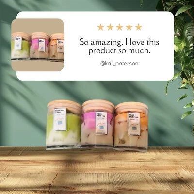 Velas de té Matcha Milk: aroma naranja: decoración, regalo! Regalo de cumpleaños de 7 oz, amante del té Foto 1 de 4