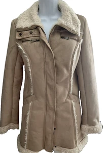 Guess Women’s Medium Faux Suede Sherpa Coat – Warm Winter Jacket + FREE SHIPPING - Picture 1 of 14
